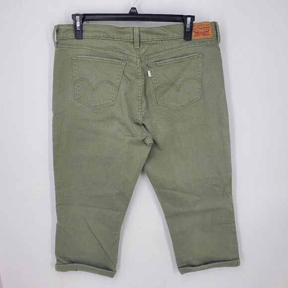 Levi's Olive Green Denim Capri Pants Size 33 - Picture 8 of 8
